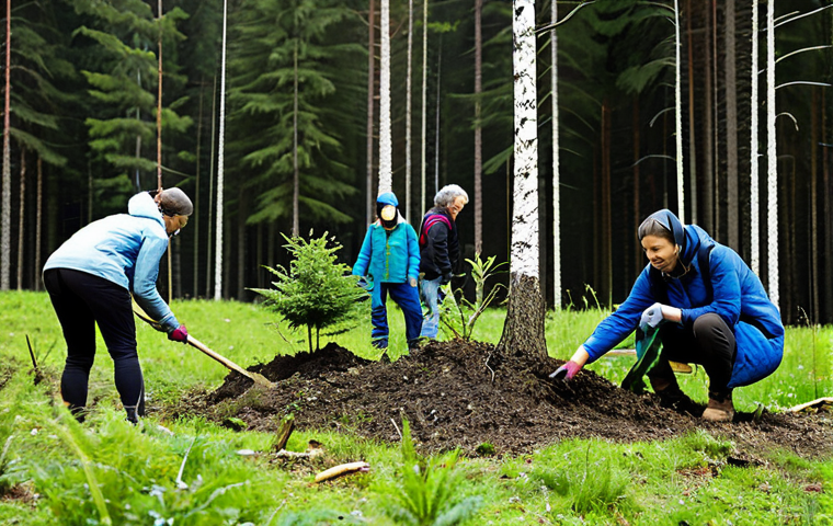 **
"A group of environmental activists planting trees in a deforested area in the Black Forest, Germany. The activists are diverse and wearing appropriate outdoor clothing, fully clothed. The scene shows reforestation efforts, with saplings and volunteers working together. The background features a lush, green forest in the distance. Safe for work, appropriate content, professional environmental image, perfect anatomy, natural pose, well-formed hands, proper finger count, family-friendly."
**