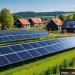 Home 23 기후 변화에 대한 커뮤니티 대응 전략 - A vibrant community solar park in a small German village during a sunny day, featuring diverse local...