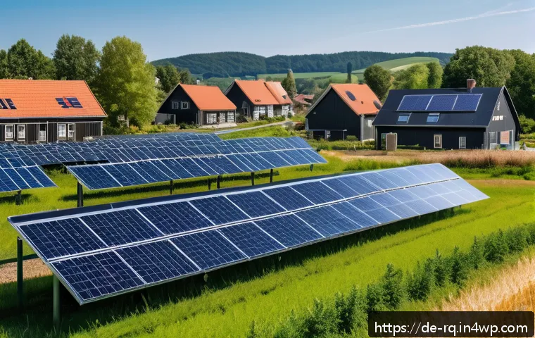 기후 변화에 대한 커뮤니티 대응 전략 - A vibrant community solar park in a small German village during a sunny day, featuring diverse local...